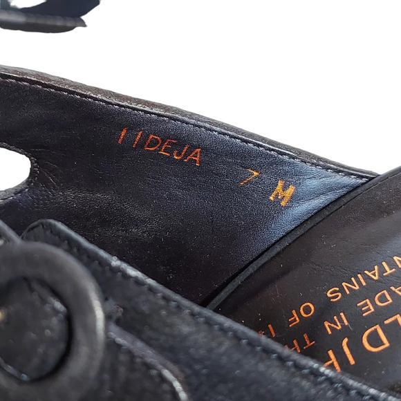 Donald J Pliner Black Suede Strappy Buckled Heeled Sandals‎ Mules - Picture 7 of 15